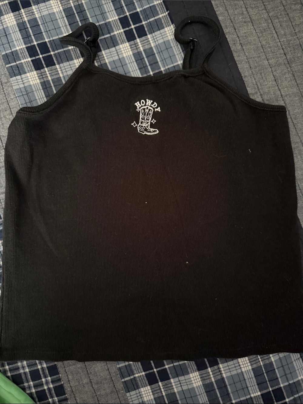 Art class Black Ribbed Cami Tank with 'Howdy' Boot Graphic
